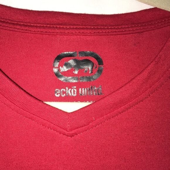 Ecko Red Men's Logo V-Neck Cotton Blend Short Sleeve T-Shirt Size Medium - Picture 3 of 6